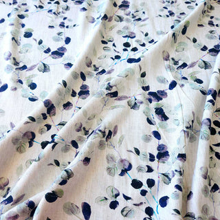 Viskose Leinen Stoff – Eukalyptus Aquarell Blau