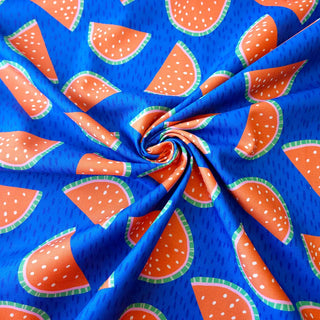 Baumwoll Canvas Stoff – Wassermelonen Blau