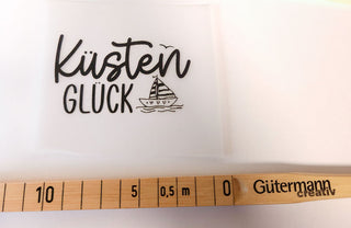 Bügelbild - "Küsten Glück" mit Segelboot-Motiv