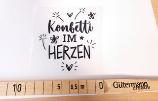 Bügelbild - "Konfetti im Herzen" mit Sterne- & Blumen-Motiv