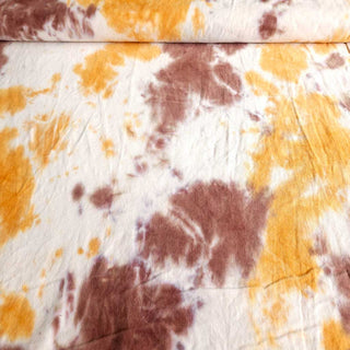 Stretch Feincord Stoff – Batik Senfgelb & Taupe