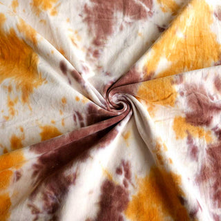 Stretch Feincord Stoff – Batik Senfgelb & Taupe