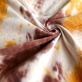 Stretch Feincord Stoff – Batik Senfgelb & Taupe