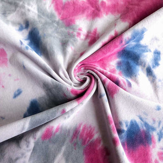 Stretch Feincord Stoff – Batik Pink, Jeansblau & Grau