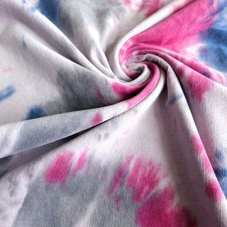 Stretch Feincord Stoff – Batik Pink, Jeansblau & Grau