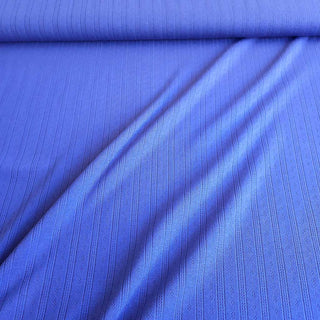 Baumwolljersey Ajour Stoff – Uni Dunkelblau mit Lilastich