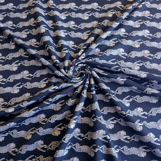 Baumwolljersey Stoff - Elegante Geparden auf Schwarz