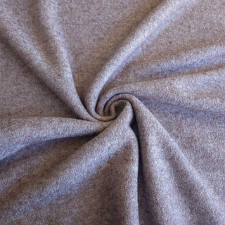 Wollbouclé Stoff - Weiches Uni in Taupe meliert