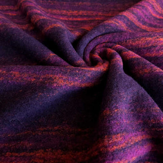 Wollstoff - Streifen in Aubergine und Rostorange