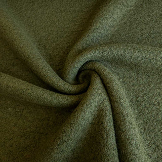Schwerer Wollbouclé Stoff - Olivgrün