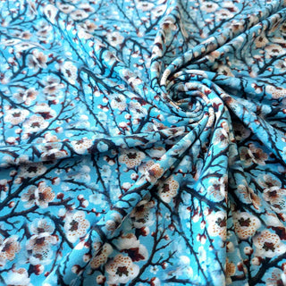 Viskose Jersey Stoff - Kirschblüten in Mint