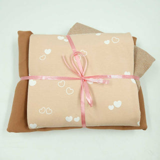 Stoffpaket 2,5 m Baumwolljersey Herzen in Pfirsich & Karamell – die Stoffe im Detail