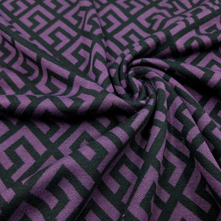 Jacquard Jersey Mäander Violett-Schwarz