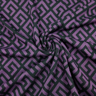 Jacquard Jersey Mäander Violett-Schwarz