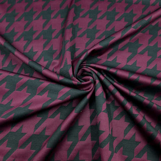 Stretch Jacquard Hahnentritt Bordeaux-Schwarz