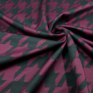 Stretch Jacquard Hahnentritt Bordeaux-Schwarz