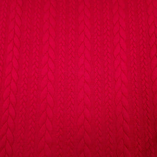 Zopf Jacquard Stoff -  Weinrot