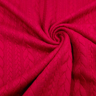 Zopf Jacquard Stoff -  Weinrot