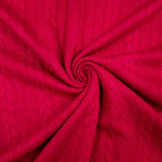 Zopf Jacquard Stoff -  Weinrot
