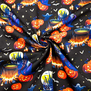 Halloween Baumwollstoff Schwarz Detailansicht