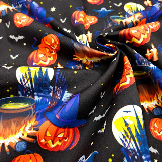 Halloween Baumwollstoff Schwarz im Fall