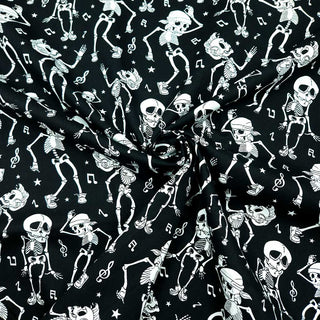 Skelette Baumwollstoff Schwarz Detailansicht