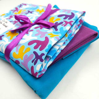 Stoffpaket 2,5 m – Baumwolljersey Korallen in Türkis & Lila – Ansicht 2