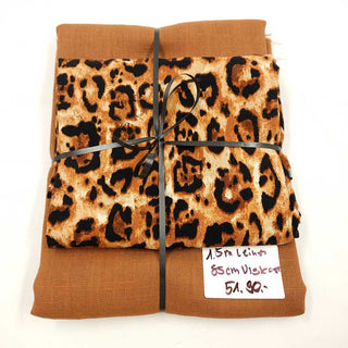 Stoffpaket 2,35 m – Leinen-Viskose Cognac & Viskose Leo