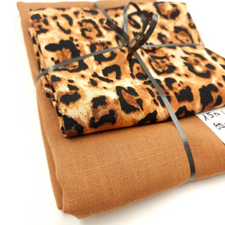Stoffpaket 2,35 m – Leinen-Viskose Cognac & Viskose Leo – Ansicht 2