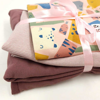 Stoffpaket 2,5 m – Baumwolljersey Tiere in Rosa & Mauve – Ansicht 2