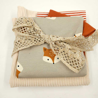 Stoffpaket 2,1 m – Baumwolljersey Füchse & Cordjersey in Sand & Rost – Ansicht 3