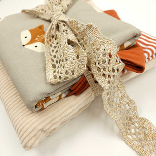 Stoffpaket 2,1 m – Baumwolljersey Füchse & Cordjersey in Sand & Rost – Ansicht 4