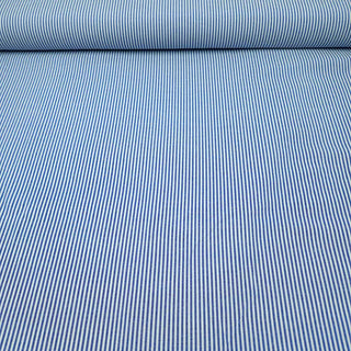 Chambray Stoff – Schmale Streifen in Jeansblau und Weiss
