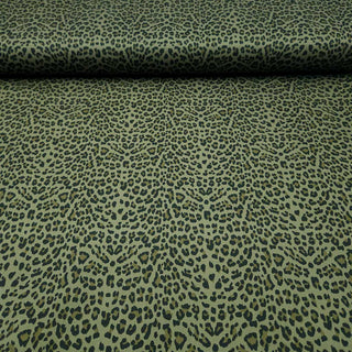 Jeansstoff Stretch – Leopardenmuster in Dunkelgrün