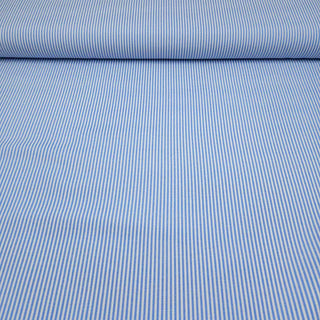 Chambray Stoff – Schmale Streifen in Hellblau und Weiss