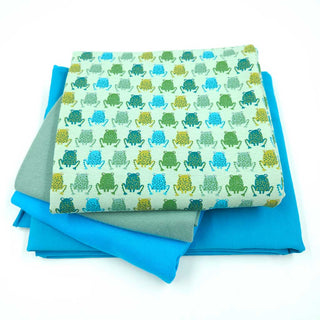 Stoffpaket 2,6 m – Baumwolljersey Frösche in Mint, Salbei & Türkis