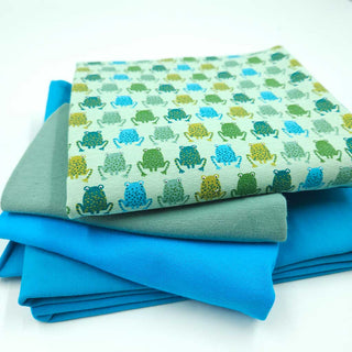 Stoffpaket 2,6 m – Baumwolljersey Frösche in Mint, Salbei & Türkis – Ansicht 2