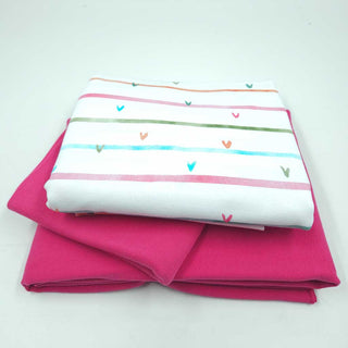 Stoffpaket 2,25 m – Baumwolljersey Streifen mit Herzen in Weiss & Pink