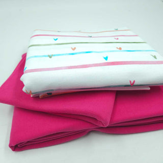 Stoffpaket 2,25 m – Baumwolljersey Streifen mit Herzen in Weiss & Pink – Ansicht 2