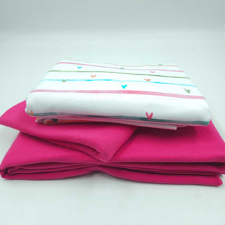 Stoffpaket 2,25 m – Baumwolljersey Streifen mit Herzen in Weiss & Pink – Ansicht 3