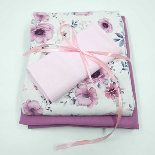 Stoffpaket 2 m – Baumwolljersey Blüten in Rosa & Mauve