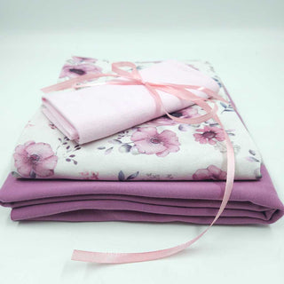 Stoffpaket 2 m – Baumwolljersey Blüten in Rosa & Mauve – Ansicht 2