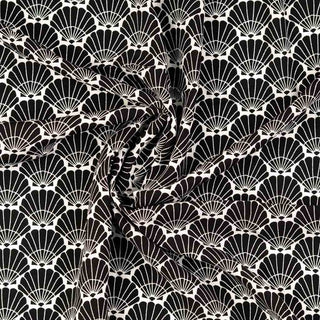 Viskose Stoff - Muscheln in Schwarz Weiss