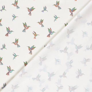 Baumwollstoff Popeline Kolibris auf Wollweiss – weiteres Stoffbild
