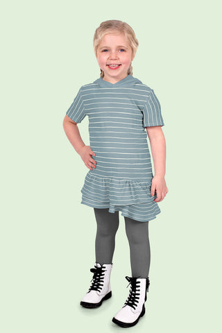 Musselin Stoff - Streifen auf Petrolblau