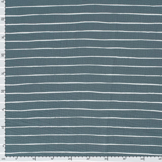 Musselin Stoff - Streifen auf Petrolblau