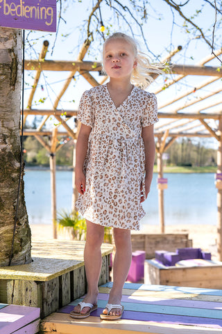 Musselin Stoff - Leiner brauner Leo