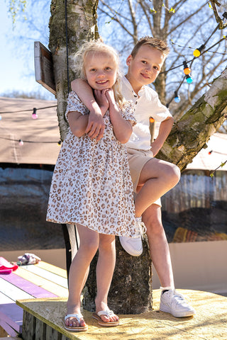 Musselin Stoff - Leiner brauner Leo