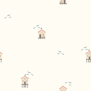 Baumwolljersey Stoff - Kleine Häuser