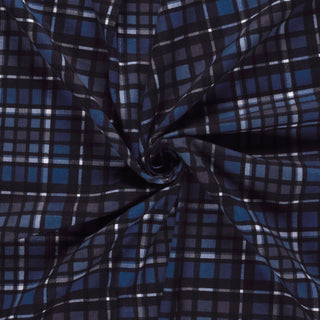 Flanell Tartan Dunkelblau Nahaufnahme